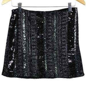 EXPRESS Women's Sz 8 NEW Black and Silver Mini Skirt Back Zipper Party